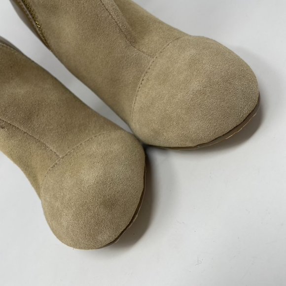 Iman Womens Tan Suede & Leather Side Zip Heel Booties Size 8 - Picture 8 of 14